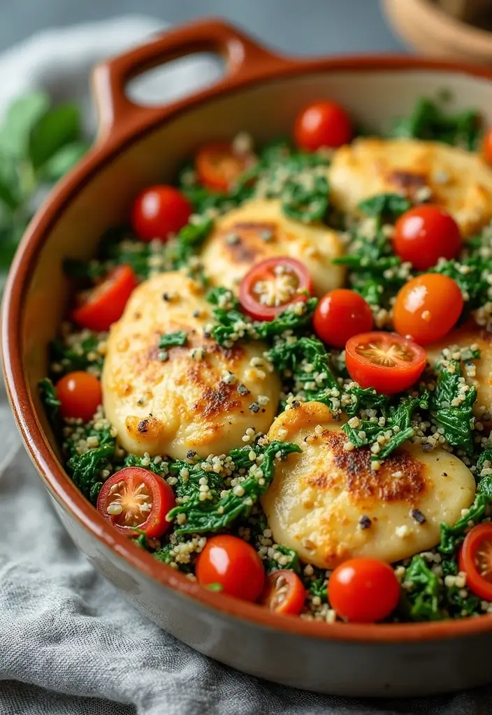 30 Mediterranean One-Pan Chicken Recipes for Easy Dinners 15 30 Mediterranean One-Pan Chicken Recipes for Easy Dinners - 3. Mediterranean Chicken and Quinoa Bake