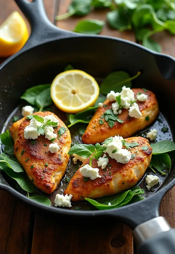 30 Mediterranean One-Pan Chicken Recipes for Easy Dinners 27 30 Mediterranean One-Pan Chicken Recipes for Easy Dinners - 5. Greek Chicken Skillet with Lemon and Feta