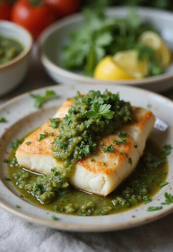 30 Mediterranean Sea Bass Recipes for Seafood Lovers 64 30 Mediterranean Sea Bass Recipes for Seafood Lovers - 10. Mediterranean Sea Bass with Salsa Verde