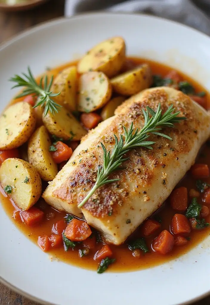 30 Mediterranean Sea Bass Recipes for Seafood Lovers 57 30 Mediterranean Sea Bass Recipes for Seafood Lovers - 9. Mediterranean Sea Bass with Roasted Garlic Potatoes