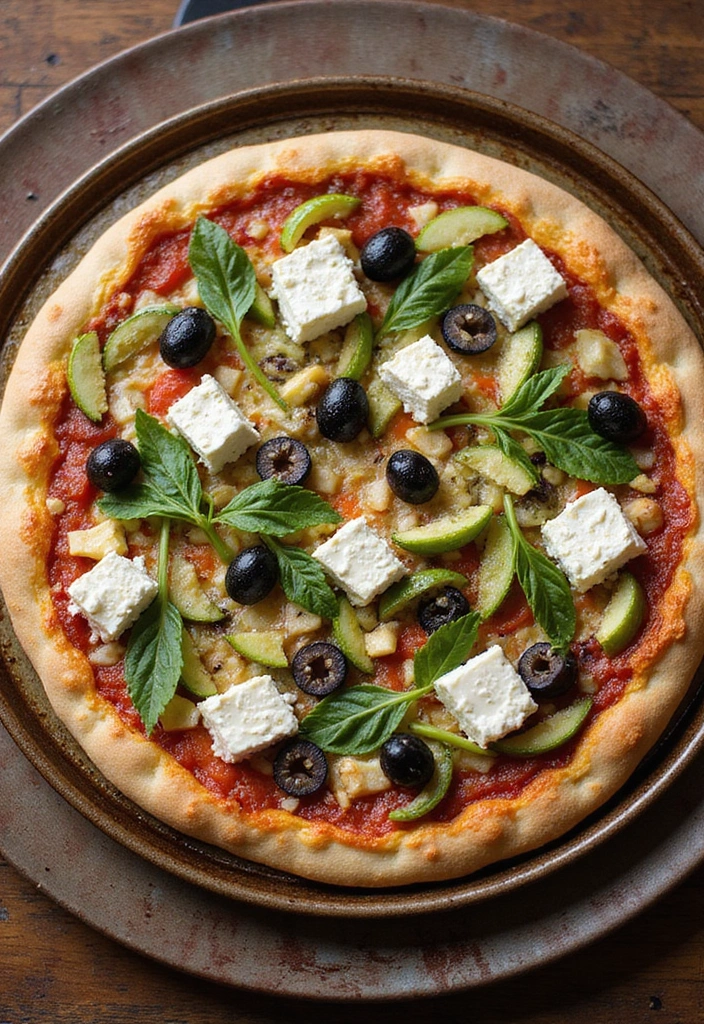 30 One-Pan Mediterranean Recipes for Quick and Easy Meals - 22. Greek-Style One-Pan Pizza